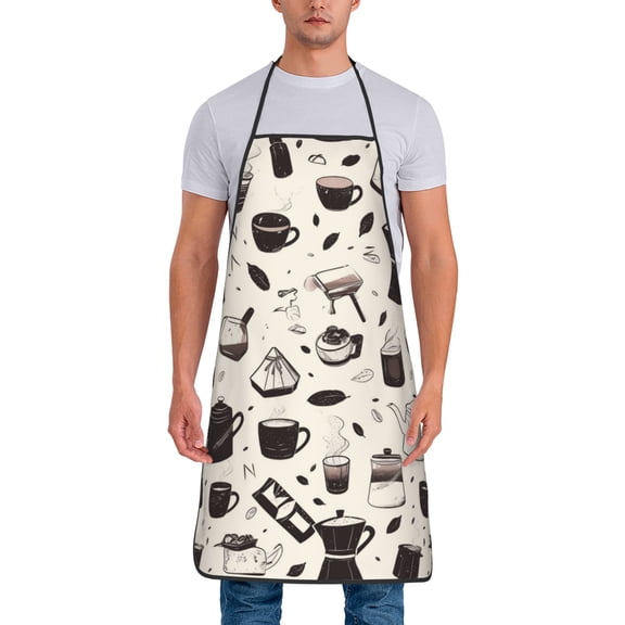 Drip Coffee Maker Pattern Aprons for Women Men Waterproof For Kitchen Cooking BBQ Gardening Painting Mechanic
