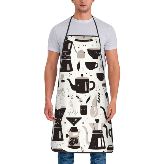 Drip Coffee Maker Pattern Aprons for Women Men Waterproof For Kitchen Cooking BBQ Gardening Painting Mechanic