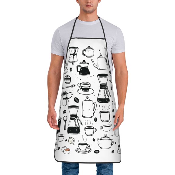 Drip Coffee Maker Pattern Aprons for Women Men Waterproof For Kitchen Cooking BBQ Gardening Painting Mechanic