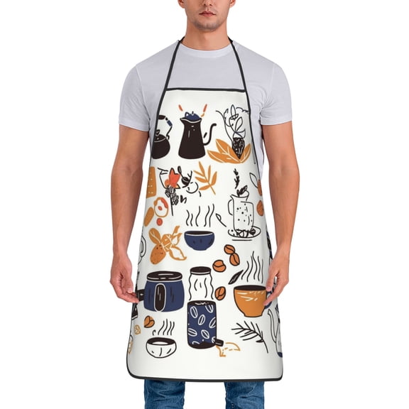 Drip Coffee Maker Pattern Aprons for Women Men Waterproof For Kitchen Cooking BBQ Gardening Painting Mechanic