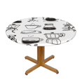 thumbnail image 1 of Drip Coffee Maker Pattern Round Fitted Tablecloths Table Covers Wipeable Waterproof Elastic for Kitchen Dinning Parties Wedding Picnic Small Fits 40-44 Inch Table Size, 1 of 5