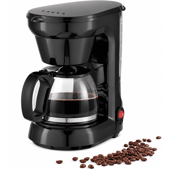 Coffee Maker, 6-Cup Drip Coffee Maker with Glass Carafe, Reusable Filter, Pause and Serve, Keep Warm, Black