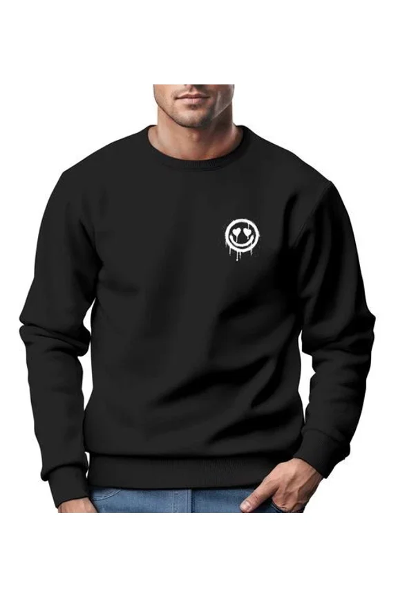 Drip Face Drippy Smile Heart Eyes Graffiti Graphic Crew Jumper Sweatshirt for Men & Women, up to Size 5XL
