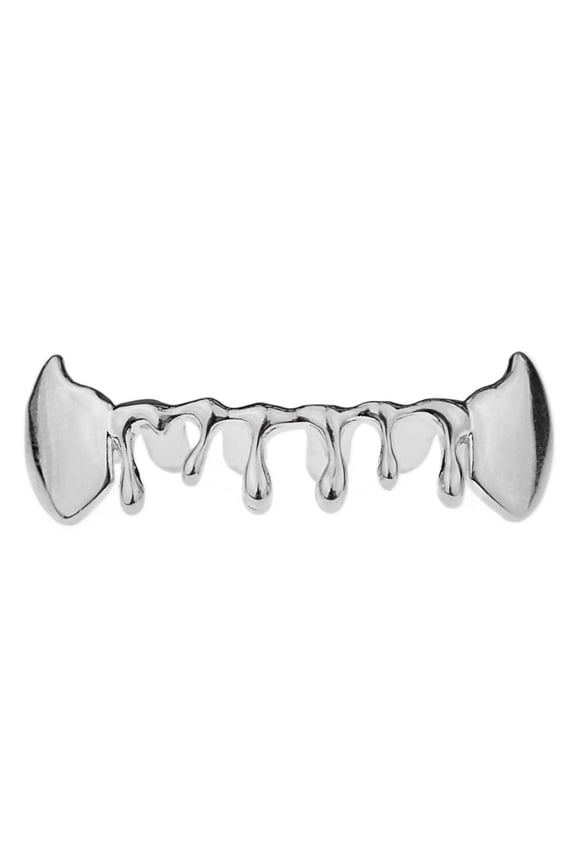 Drip Fang Grillz Dripping Bottom Vampire Teeth Silver Tone Fangs Grill Hip Hop Mouth Grills