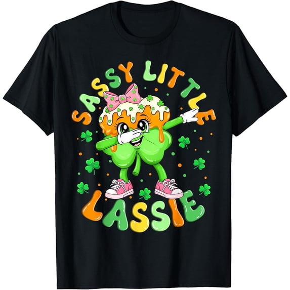 Drip Ice Cream St Patricks Day Sassy Little Lassie Boys Girls T-Shirt, T-Shirt for Kids Youth, 180gsm, 100% Cotton