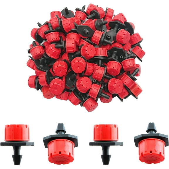 Drip Irrigation Emitters 50 Pcs Irrigation Drippers 360 Degree Drip System Emitters Sprinklers Drippers for Drip Irrigation 1/4 Inch Tube Gardening (Red)
