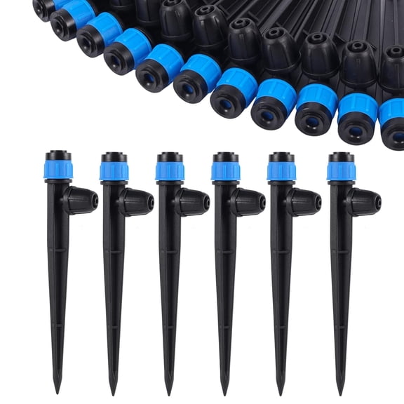 Drip Irrigation Emitters with Adjustable 360 Degree Water Flow Drippers Sprayer for 1/4 inch Tubing, Garden Perfect House Watering System. (25pcs-Blue Sprayer)