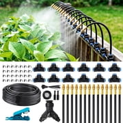 100 FT Drip Irrigation System Kit with Adjustable Nozzles and Quick Connect, Automatic Garden Watering System with 1/4" Tubing for Plants, Raised Beds, Lawn Irrigation