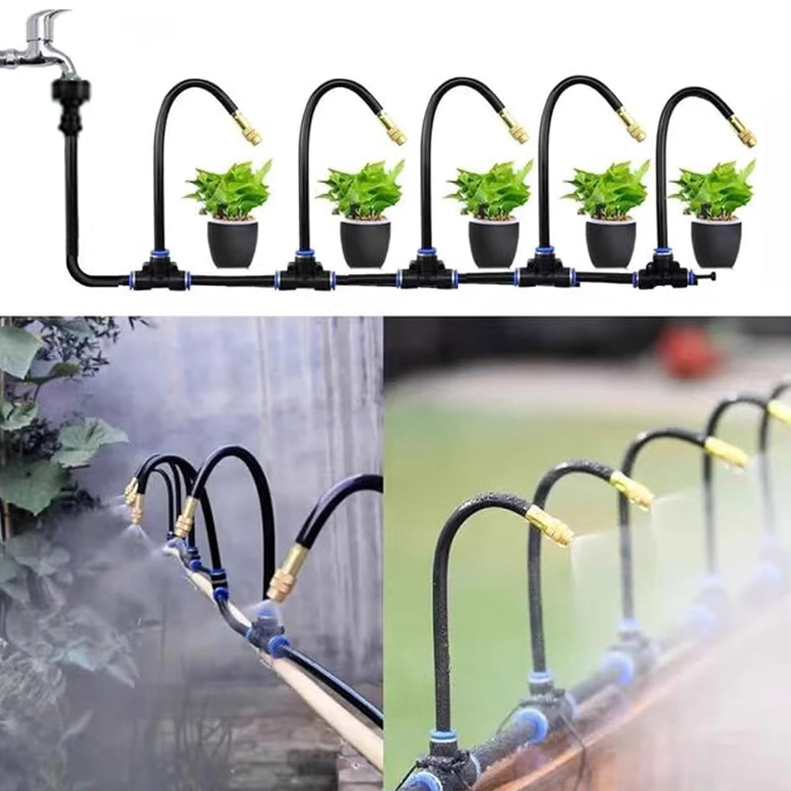 Irrigation Kit 33 Ft Adjustable 360Â° Curved Garden Automatic Irrigation System Bendable Irrigation Accessories For Garden Greenhouse Lawn(46Pcs A Set)