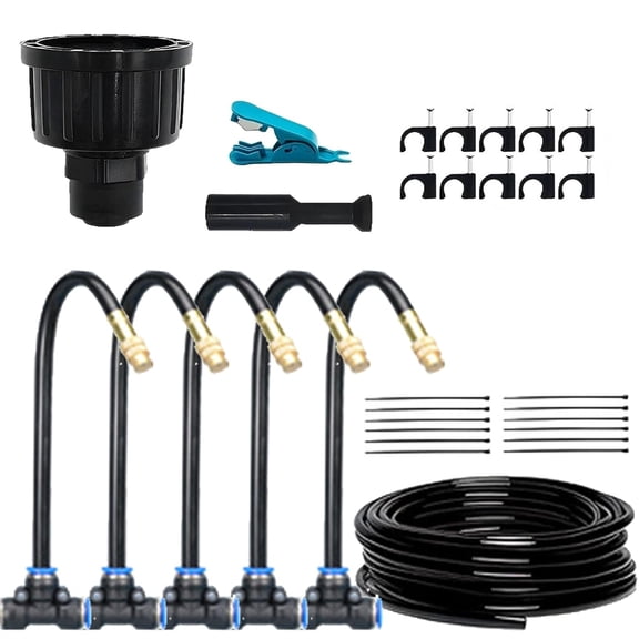 Drip Irrigation Kit with 360° Flexible Hose,– Automatic Garden Watering System with Adjustable Flow,DIY Watering System, Bendable Misting Nozzles for Potted Plants, Yard, Lawn & Greenhouse