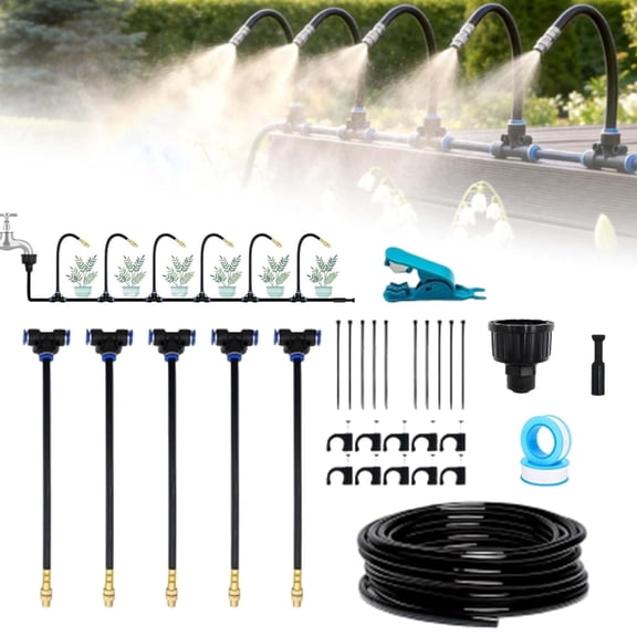 Drip Irrigation Kit with 360° Flexible Hose, Automatic Watering System for Potted Plants, Garden Watering System with 360° Bendable Misting Nozzles, 3 Adjustable Flow Settings ( 5 M)