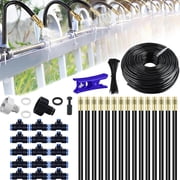 Drip Irrigation Kit Automatic Irrigation System with 360  Bendable Brass Spray Nozzles 20pcs, 49.21Ft Adjustable Garden Watering Misting System for Garden, Greenhouse, Yard, Lawn, Plant, Potted