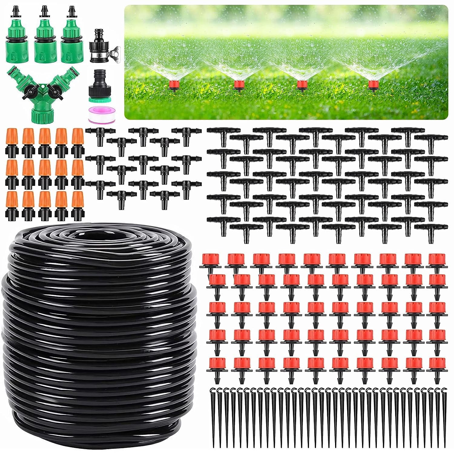 Drip Irrigation Kit Garden Irrigation System 164FT DIY Adjustable Auto