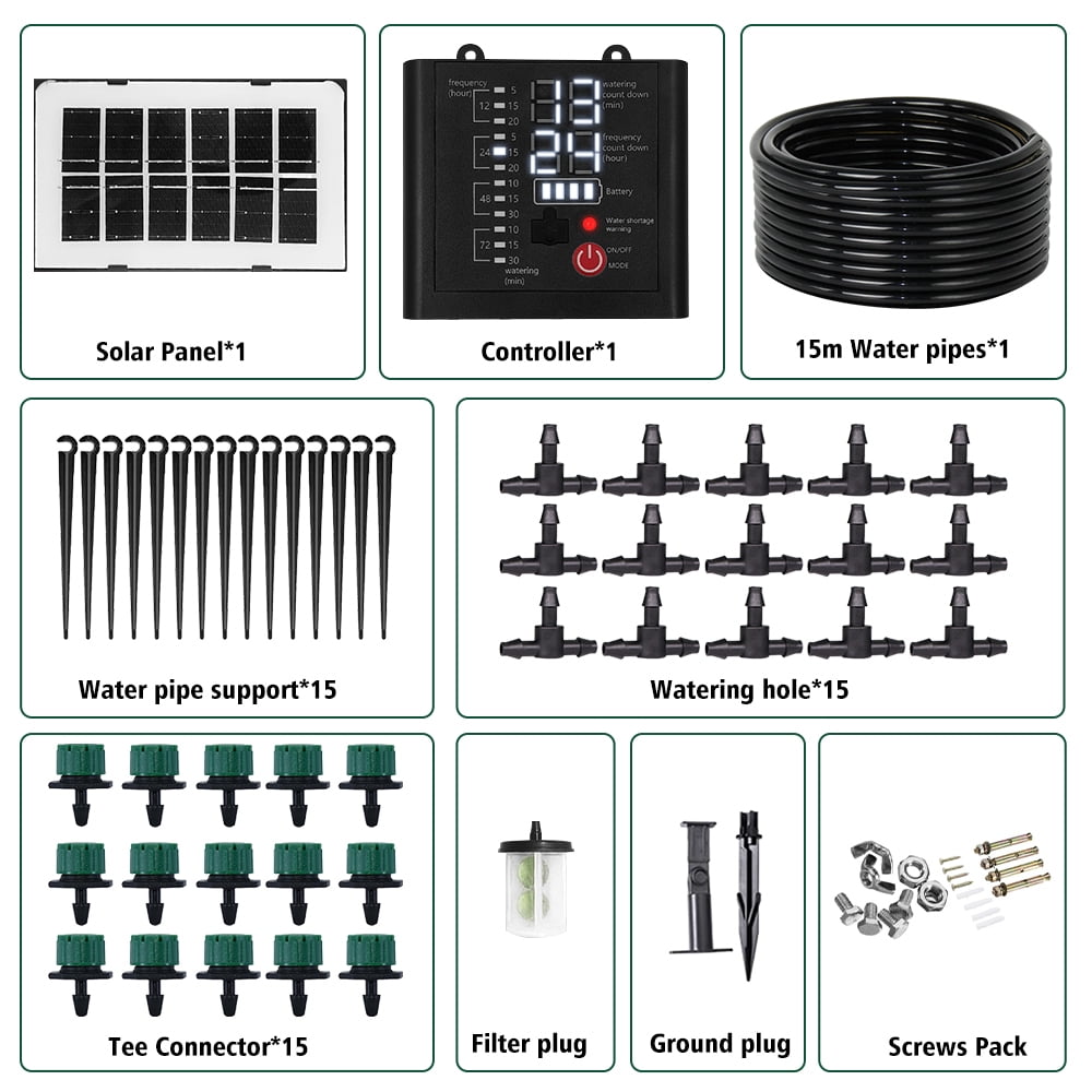 Drip Irrigation Kit,Solar Powered Indoor Automatic Watering System for