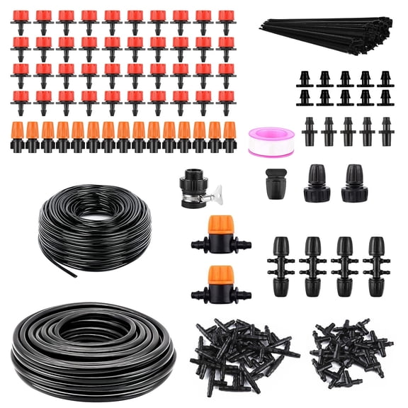 Drip Irrigation Kit TeqHome Greenhouse Irrigation System Misting Plant Watering System DIY Automatic Irrigation Equipment Set for Garden Patio Lawn