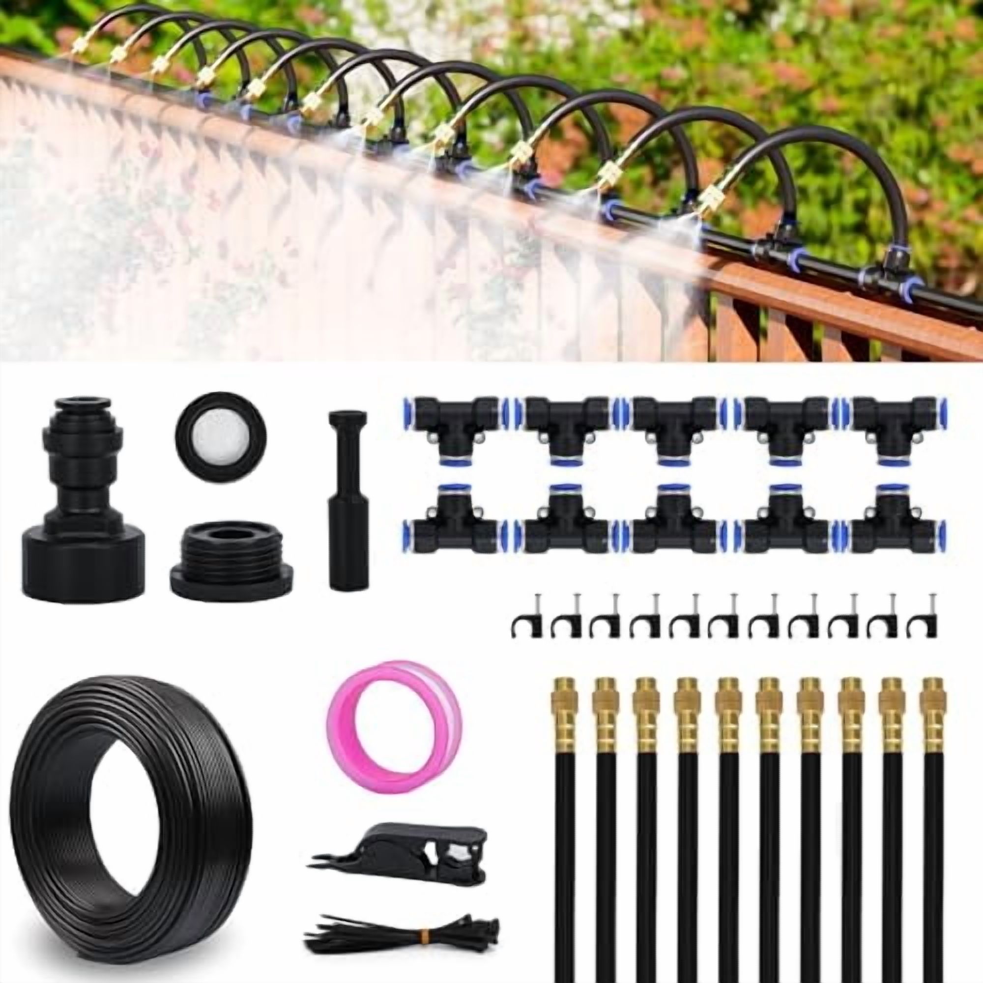 Drip Irrigation System 30 FT with 10 Nozzles, 360° Adjustable Bendable ...