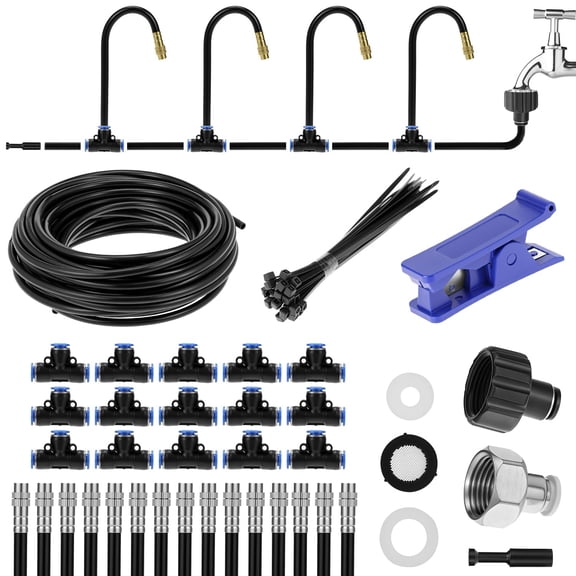Drip Irrigation System 49.21Ft, 360 Bendable Misting Kit for Garden Greenhouse, Adjustable Watering System for Lawn Yard Plants