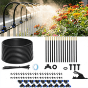 BSHAPPLUS  60FT 5/16 Drip Irrigation System,Garden Irrigation Kit with 15pcs 360 Adjustable Bendable Copper Misting Nozzles,Atomizing Watering System for Lawn, Raised Beds,Greenhouse,Outdoor Cooling