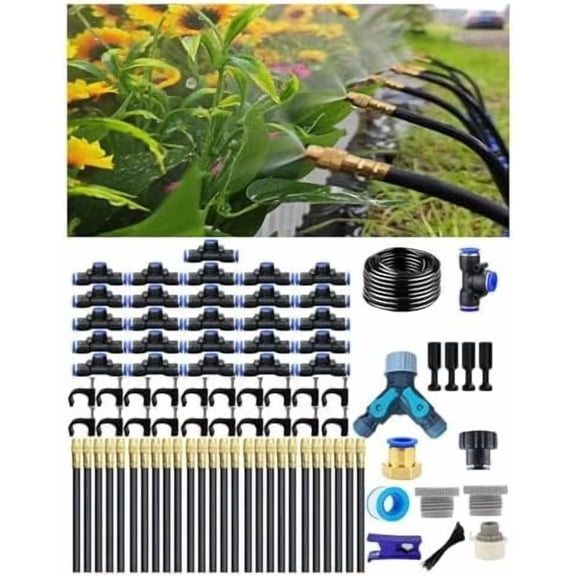 Drip Irrigation System,Automatic Garden Watering System,360? Adjustable Sprinkler Kit, Easy Installation No Tools, Fine Mist Watering forGarden,Patio,Potted ,Courtyard Watering System