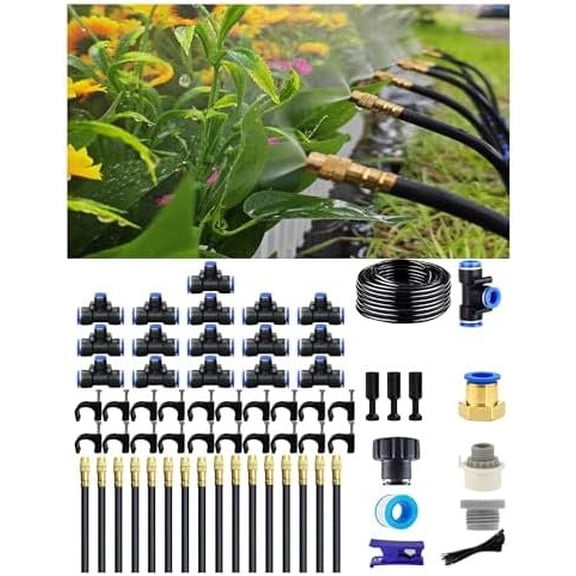Drip Irrigation System,Automatic Garden Watering System,360? Adjustable Sprinkler Kit, Easy Installation No Tools, Fine Mist Watering forGarden,Patio,Potted ,Courtyard Watering System