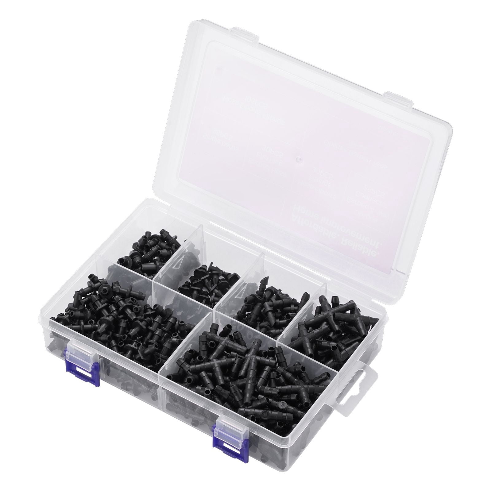 Drip Irrigation System Fitting Kit 300 Pieces 1/4 Inch Barb Connector 3 Straight Piercing 4 Way Elbow End Plug for Garden Lawn
