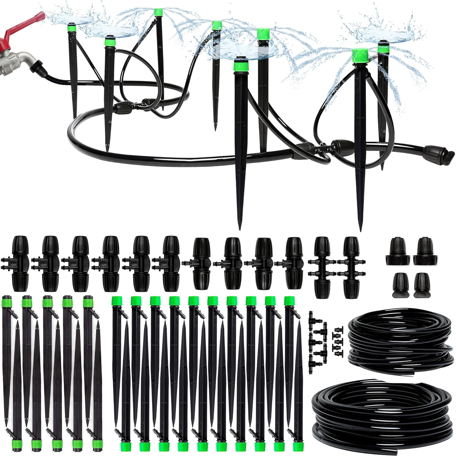 Drip Irrigation System Kit Complete Premium Garden Watering System with Adjustable Sprinkler for Raised Beds Lawn Pots Greenhouse