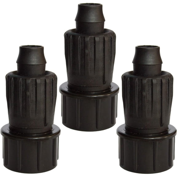 Drip Irrigation Tubing to Faucet Adapter, 3 Pack Reusable Connector Fittings for 1/2 Inch Or 5/8 Inch Tubing, 3/4 Inch FHT, Compatible With Rain Bird, Orbit, Dig And Toro