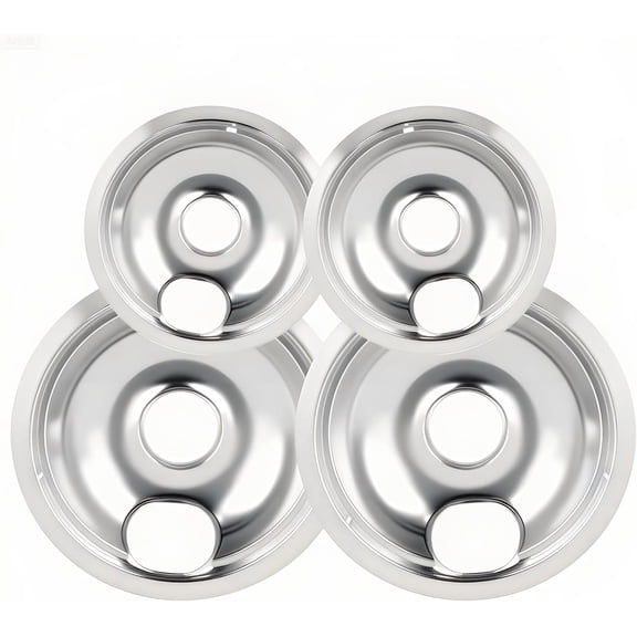 Drip Pans Electric Stove Drip Pans, Chrome Stove Drip Pans Replacement Compatible for Most Plug-in Electric Rans include Silver 2 * 6in and 2 * 8in