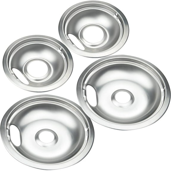 Drip Pans for Whirlpool Maytag, Kenmore - Replacement for W10278125, W10196405 & W10196406-4 Pack (2x6" and 2x8")