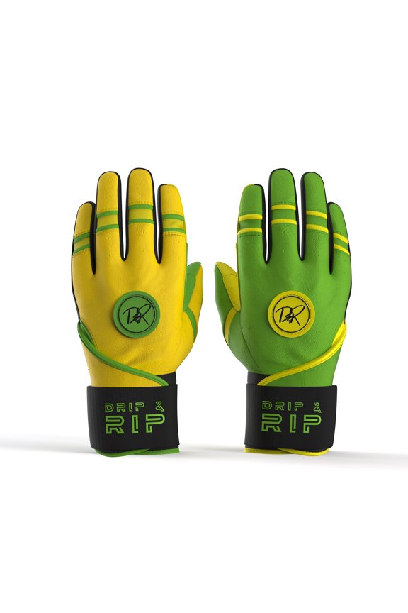 Baller Series Premium Long Cuff Batting Gloves for Baseball and Softball in Youth and Adult Sizing (Limelight, Youth LG)