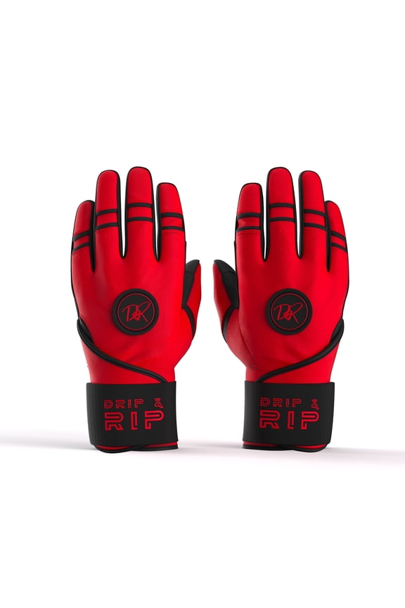Baller Series Premium Long Cuff Batting Gloves for Baseball and Softball in Youth and Adult Sizing (Magma, Youth XL)
