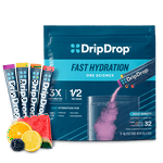 DripDrop Hydration Packets - Bold Variety Pack - Single Serve Electrolytes Powder Drink Mix - Watermelon, Berry, Lemon, Orange - Non-GMO, Gluten Free, Vegan - 32 Sticks