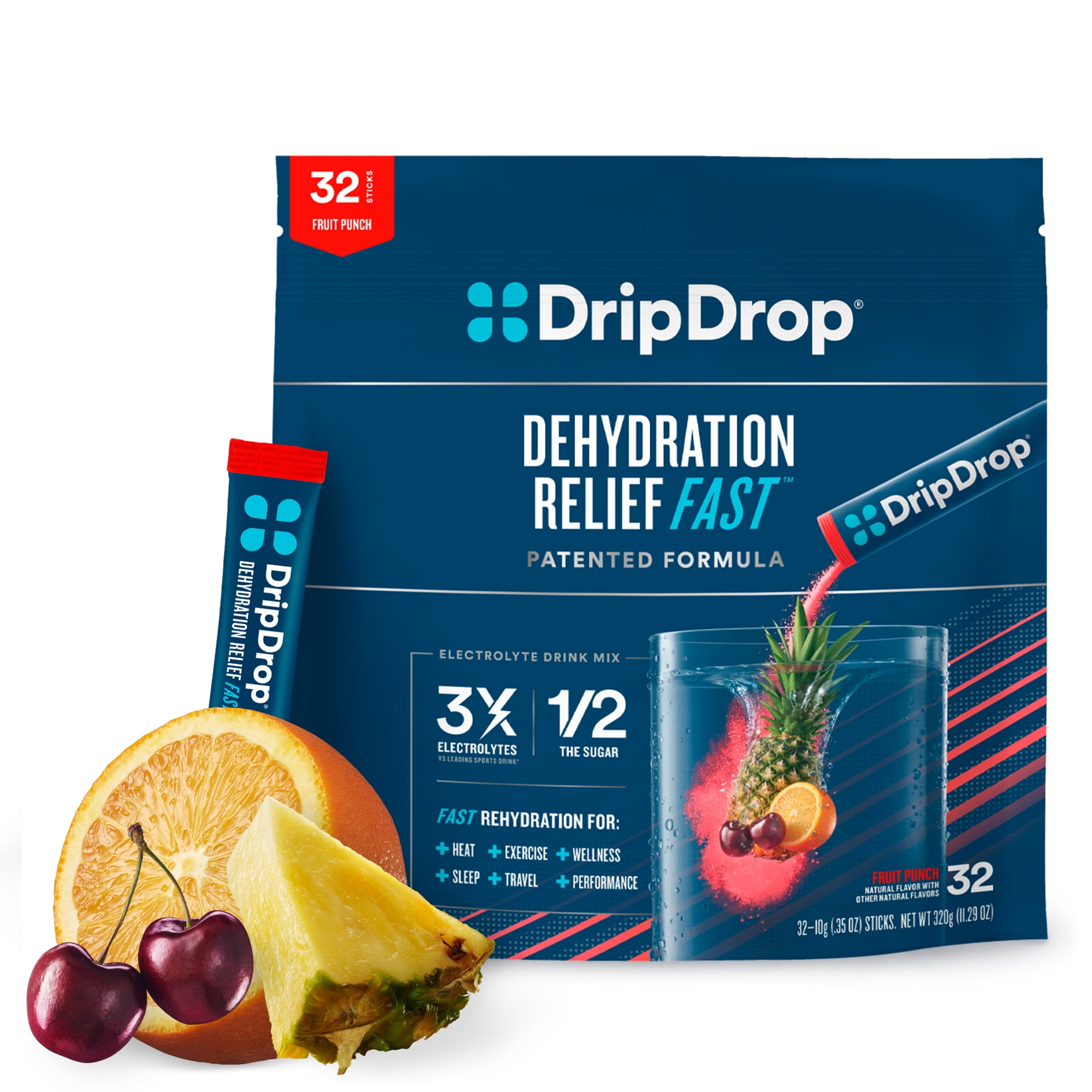 DripDrop Electrolyte Powder Drink Mix for Dehydration Relief Fast