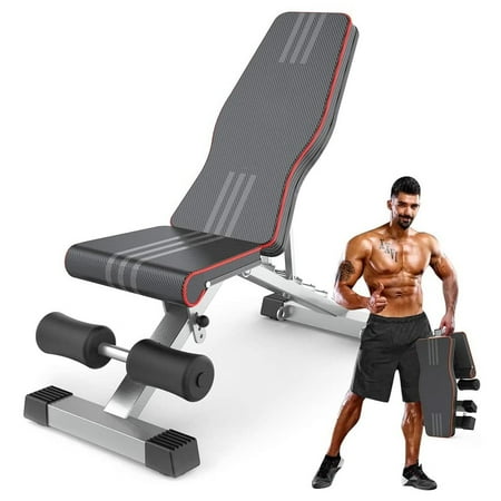 Dripex Adjustable Weight Bench, Upgraded Version- Seat/Back/Feet Adjustable, 550 lbs Capacity, Folding Flat/Incline/Decline FID Bench, Perfect for Full Body Workouts and Home Gym
