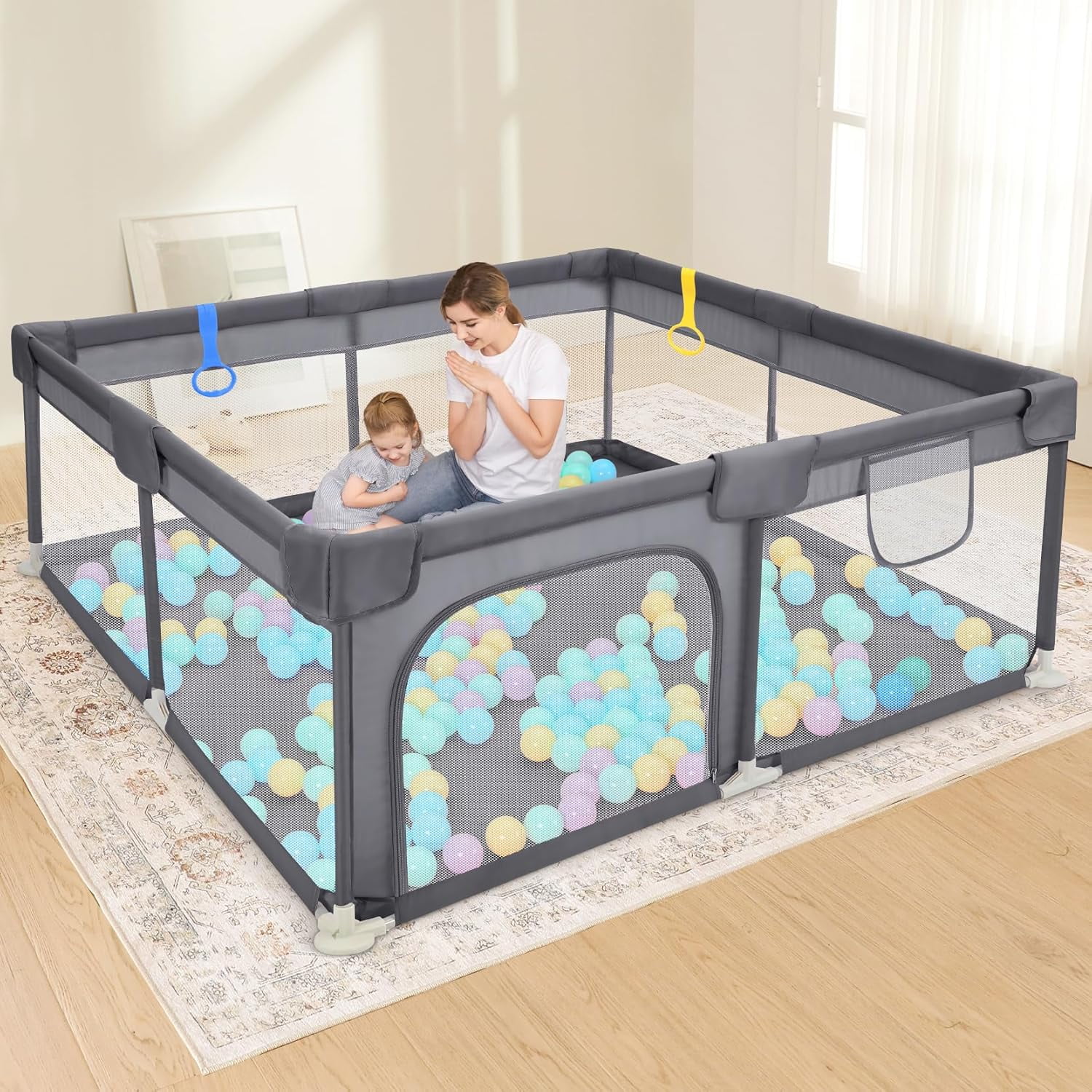Dripex Baby Playpen, 50"×50" Play Pens for Babies and Toddlers, Safe AntiFall Play Yard with