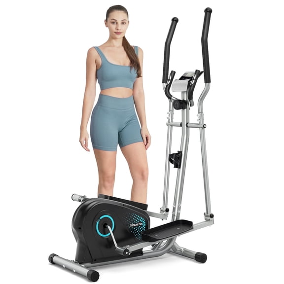Rockvale Elliptical Machine for Home, Quiet Magnetic Resistance with 6kg Flywheel, 16 Adjustable Levels, LCD Monitor with Heart Rate Sensors, Cardio Fitness Trainer