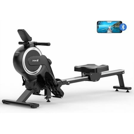 Dripex Rowing Machines for Home Gym, Magnetic Machine with 16 Levels of Resistance, 350LB Weight Capacity, Durable Slide Rail, Bluetooth App Supported, LCD Monitor(Bla