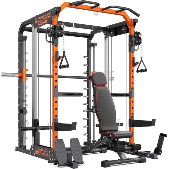 Dripex Smith Machine with Independent Dual-Pulley System, 1700LBS Adjustable Cable Crossover Squat Rack