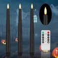 thumbnail image 1 of Dripless Black Flameless Taper Candles Flickering, 9.6" Real Wax LED Halloween Candles with Remote & Timer, 10 Pack Battery Operated, 1 of 12