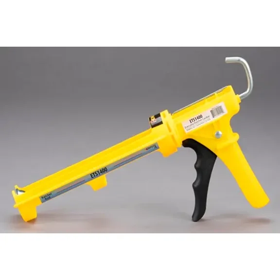 Dripless ETS1400 10 oz Composite Ratchet Rod Caulk Gun with 10-1 Thrust Ratio, Yellow