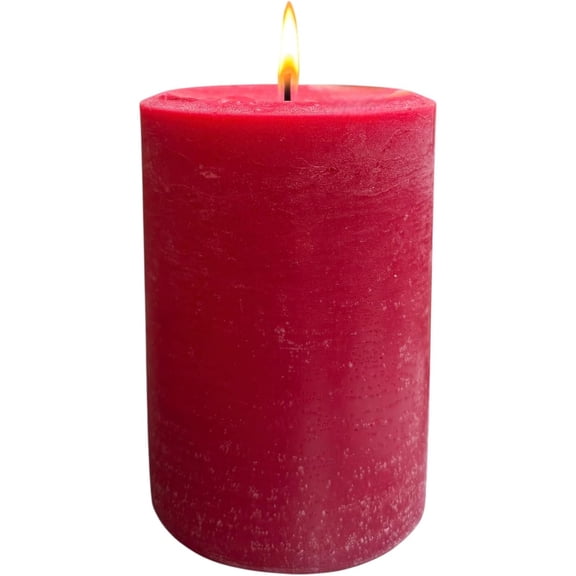 Dripless Unscented Rustic Red Pillar Candles, Set of 3 Hand Poured Solid Color Candles for Holidays, Home Decor, Premium Wax, 60 Hr Burn Time, 3x4 Inch (Rustic Red)