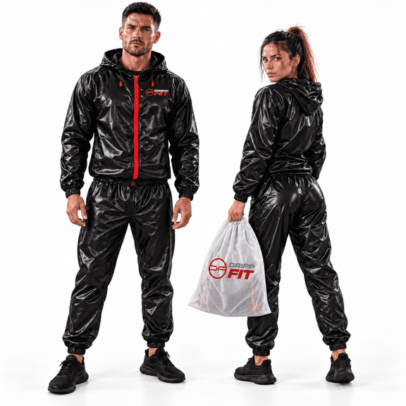 Dripp Fit Sauna Suit weight loss Sweat Suit for Men and Women Includes Machine Safe Wash Bag (Large)