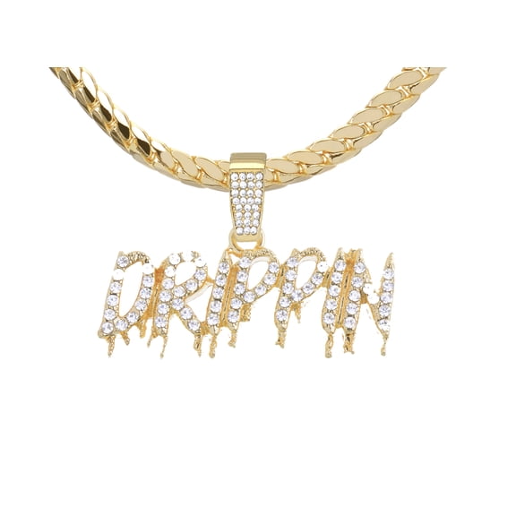 Drippin Pendant Gold Tone 20" Miami Cuban Chain Necklace MCP 1433 G