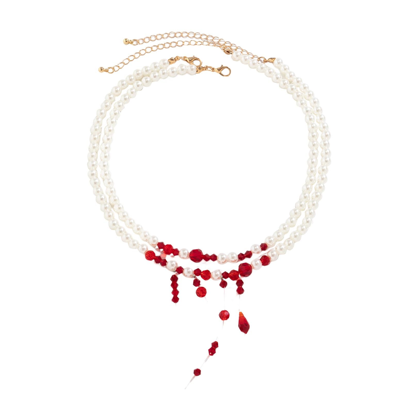 Dripping Blood Imitation Pearls Halloween Party Choker Necklace Party ...