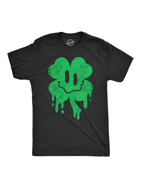 Dripping Clover Face St Paddys Day Wasted Shamrock Smiling Classic Look Suited To Relaxed Moments And Casual Events T-Shirt, Size S-5XL