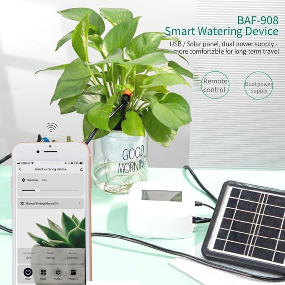 Dripping Device,Panel/usb Compatible With Pump Wifi/voice/manual Time Dual Pump Battery Solar Panel/usb Built-in Battery Solar Time Built-in Battery Siuke Dsfen Qisuo