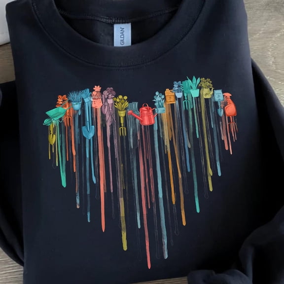 Dripping Flowers Heart Gardening Sublimation Design SWEATSHIRT All Size S-5XL