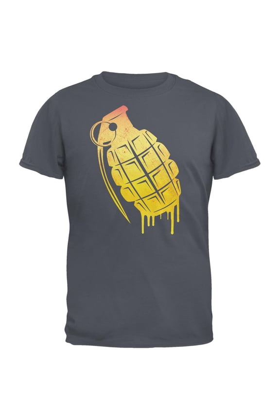 Dripping Grenade Charcoal Grey Adult T-Shirt - Large