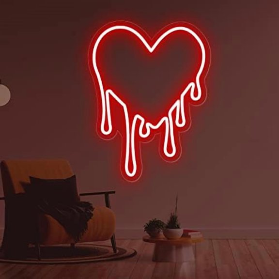 Dripping Heart Neon Sign, Neon Heart Sign, Melting Heart Neon Sign, Neon Sign Heart, Heart Neon Sign, Heart Led Light Sign, Bleeding Heart (Red 15x20'')$$Tools & Hardware Other