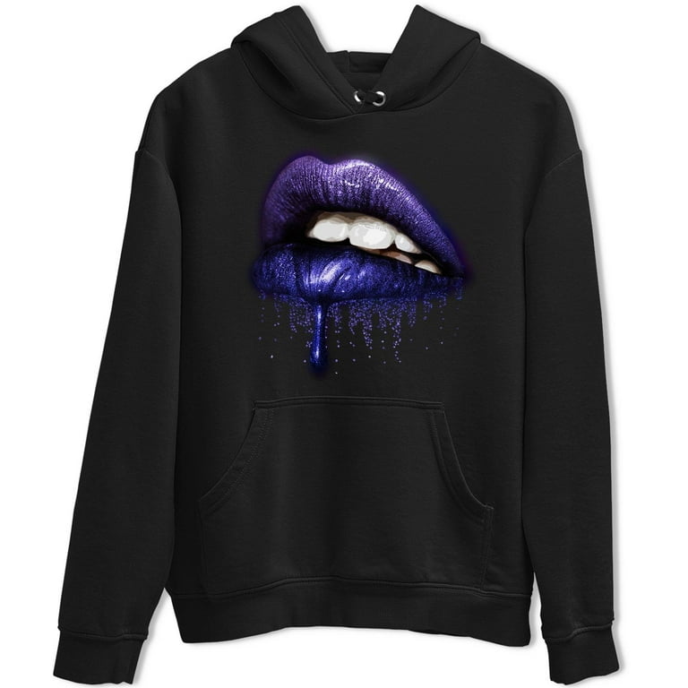 Dripping Lips Hoodie Jordan 12 Dark Concord Sneakers Matching Outfit AJ12 Top Black Large